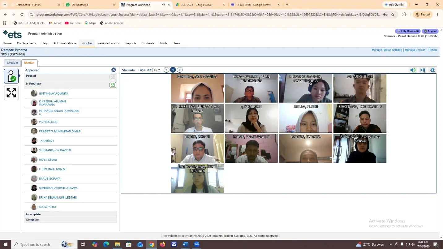 PELAKSANAAN TOEFL ITP ONLINE DAN ONSITE - 14 JULI 2026